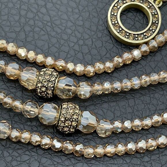 Heidi Daus Necklace Staying In Line Beaded Golden Faceted Multi Color Crystal - Picture 4 of 14